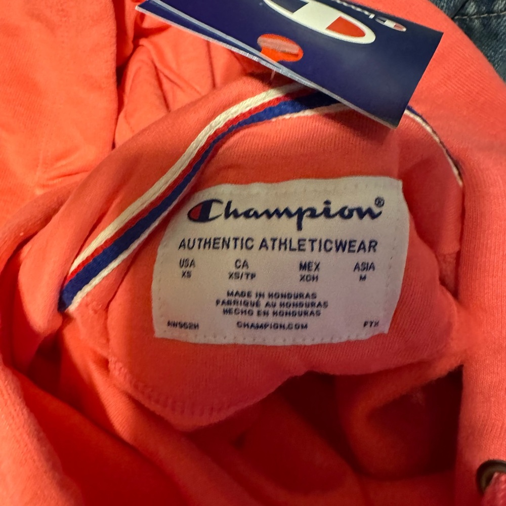 NWT Champion Powerblend Coral Drawstring Hooded Sweatshirt Womens Unisex Size XS - Picture 4 of 7